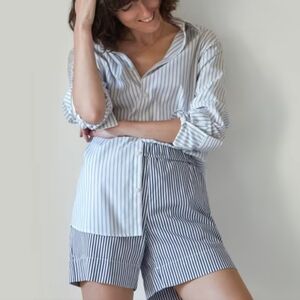 Everlane Blue Stripe Cotton Shorts